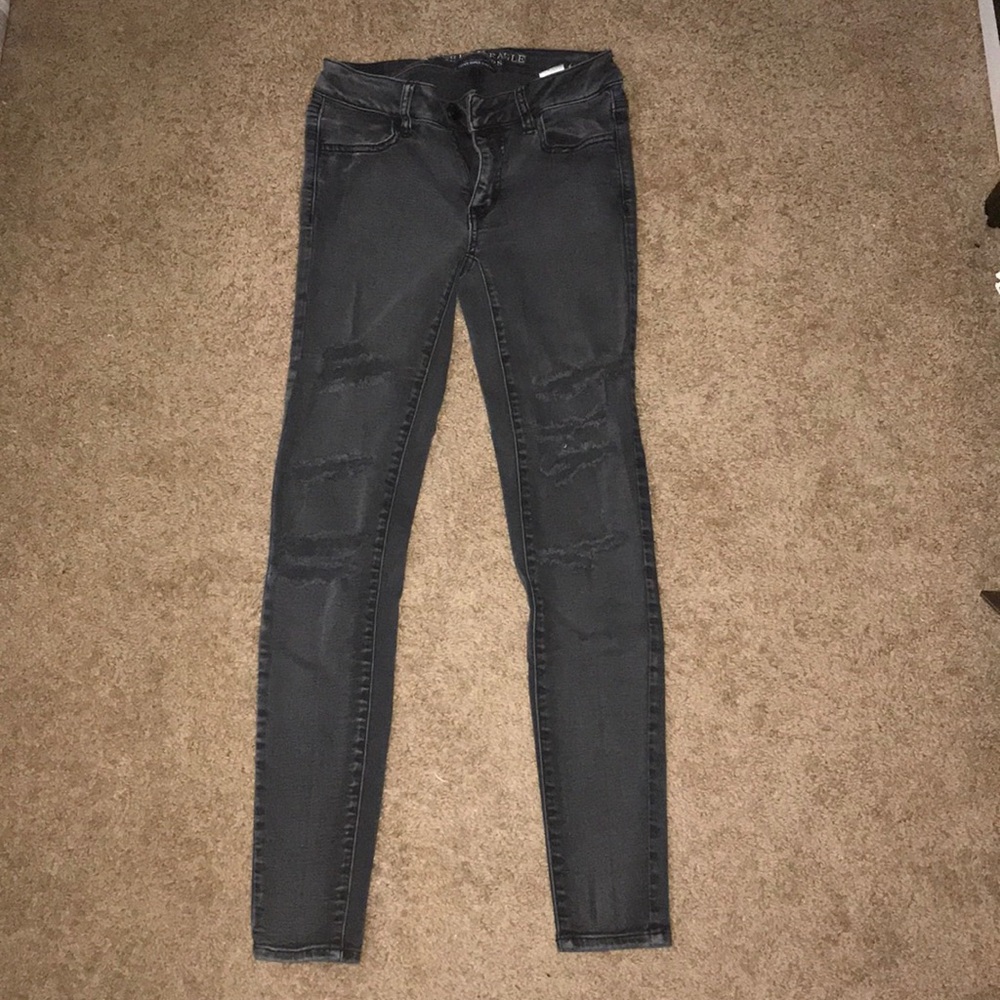 washed out black ripped skinny jeans